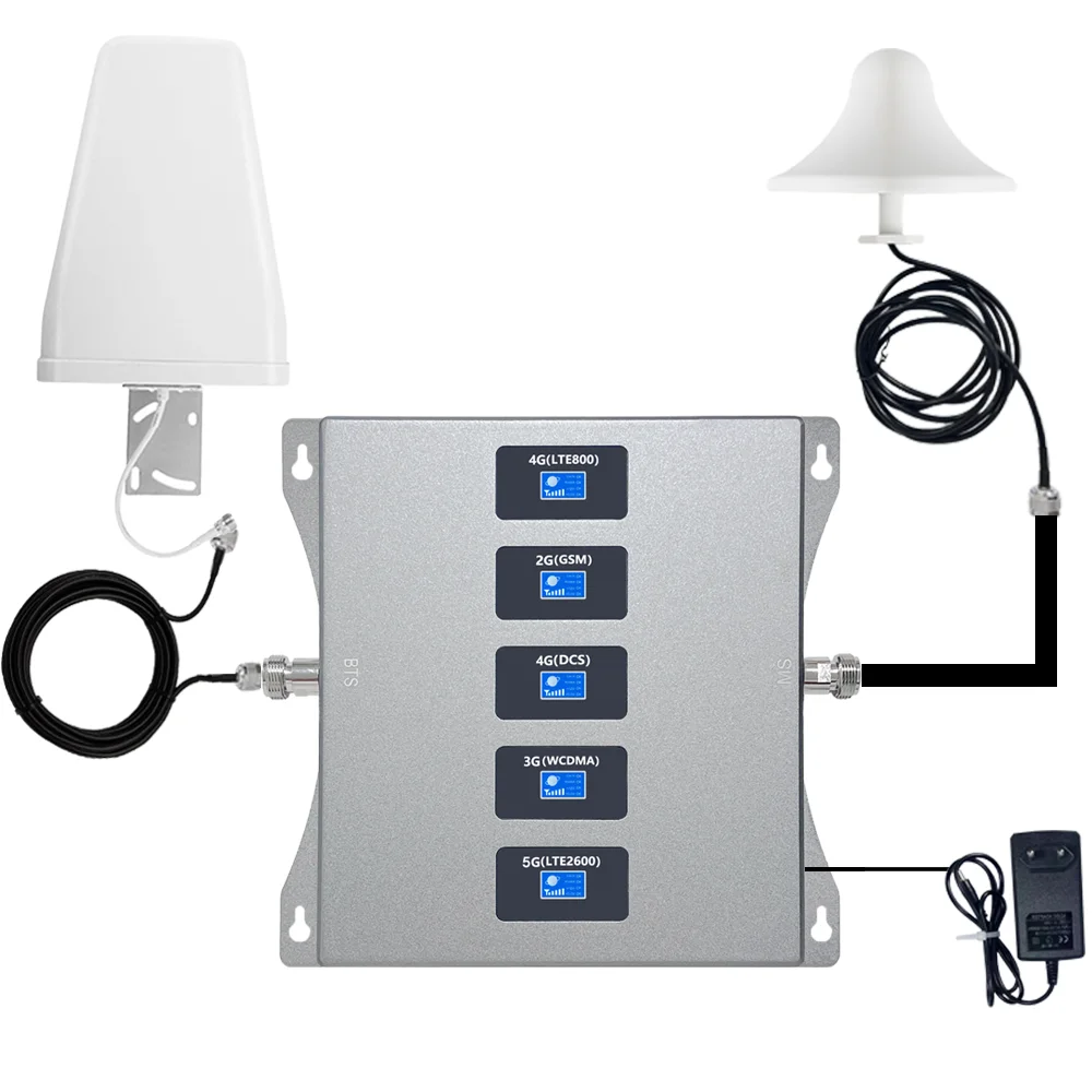 2G 3G 4G Booster Five Band B20 800 900 1800 2100 2600mhz Mobile Network Repeater/Cell Phone Signal Booster/Signal  Amplifier