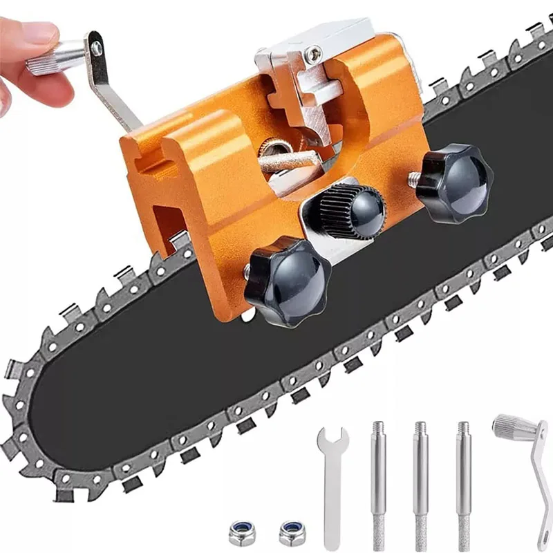 Woodworking Chainsaw Sharpeners with 3 Grinding Rod Manual Chainsaw Chain Sharpening Chain Saws and Electric Saws Hand Tools