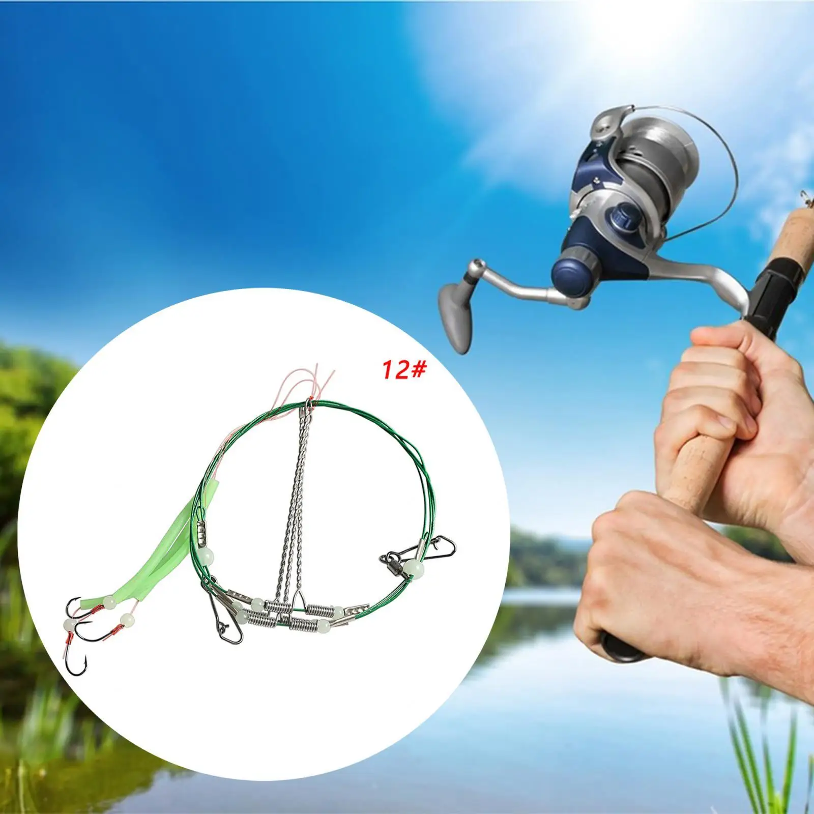 Fishing Leader with Hooks Saltwater Fishing Rigs Steel Wire Metal Fishing Line