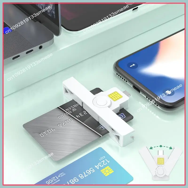 N94R CAC Card Reader USB C Smart Foldable DOD Type C Common Access Tax Declaration SIM/ID/Bank Card Reader For Phone Laptop