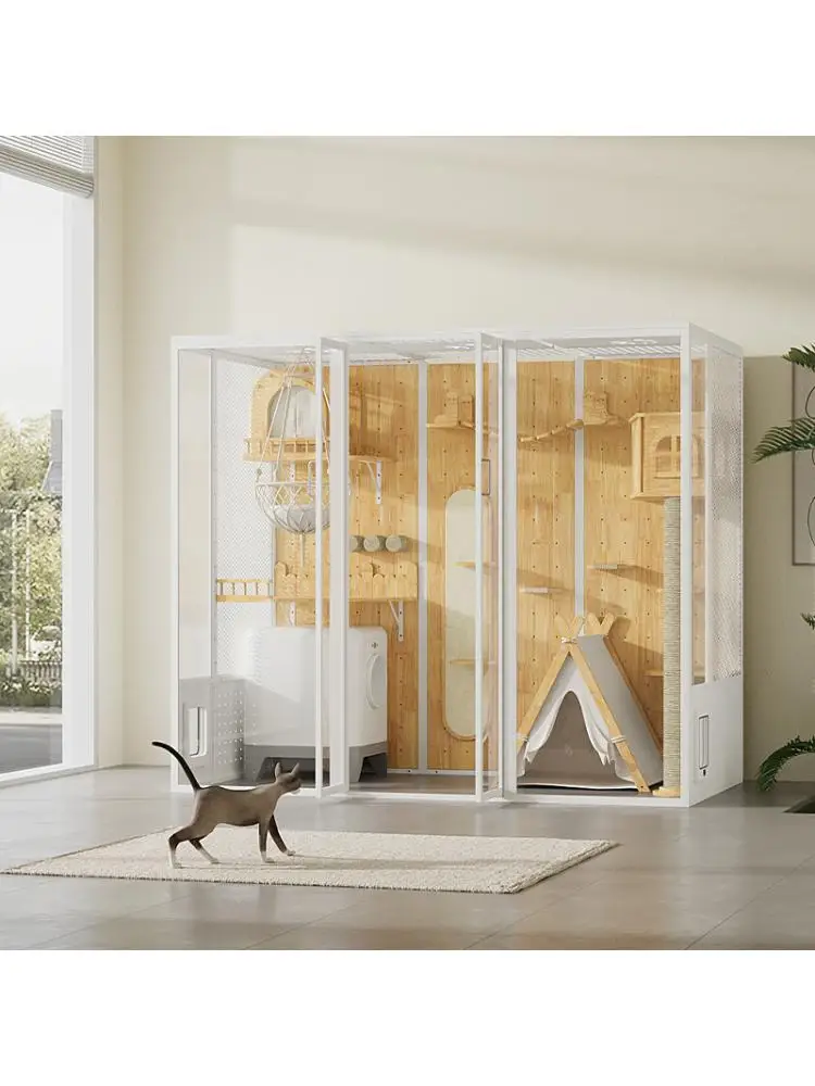 

Cat Villa with Fresh Air System, Cat Cage, Large Free Space, Cattery Home, Luxury Glass Cat Room