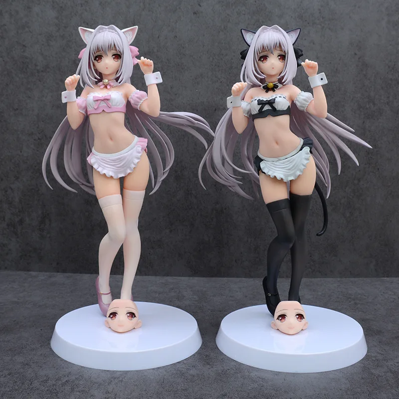 

26cm Boxed Tsukihime Sakurakouji Luna Pink Cat Ear Figure Changeable Face Anime Game Peripheral Decoration