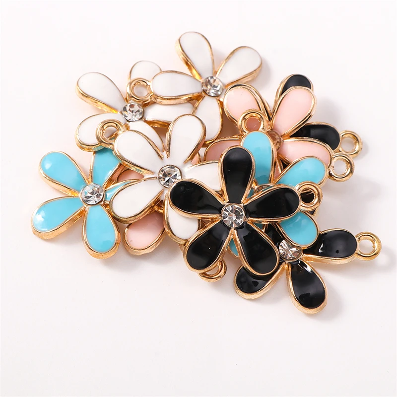 

Duarte 20Pcs/Lot Cute Enamel Flower Charms Pendants for Jewelry Making Drop Earrings Necklaces Bracelet DIY Crafts Accessories