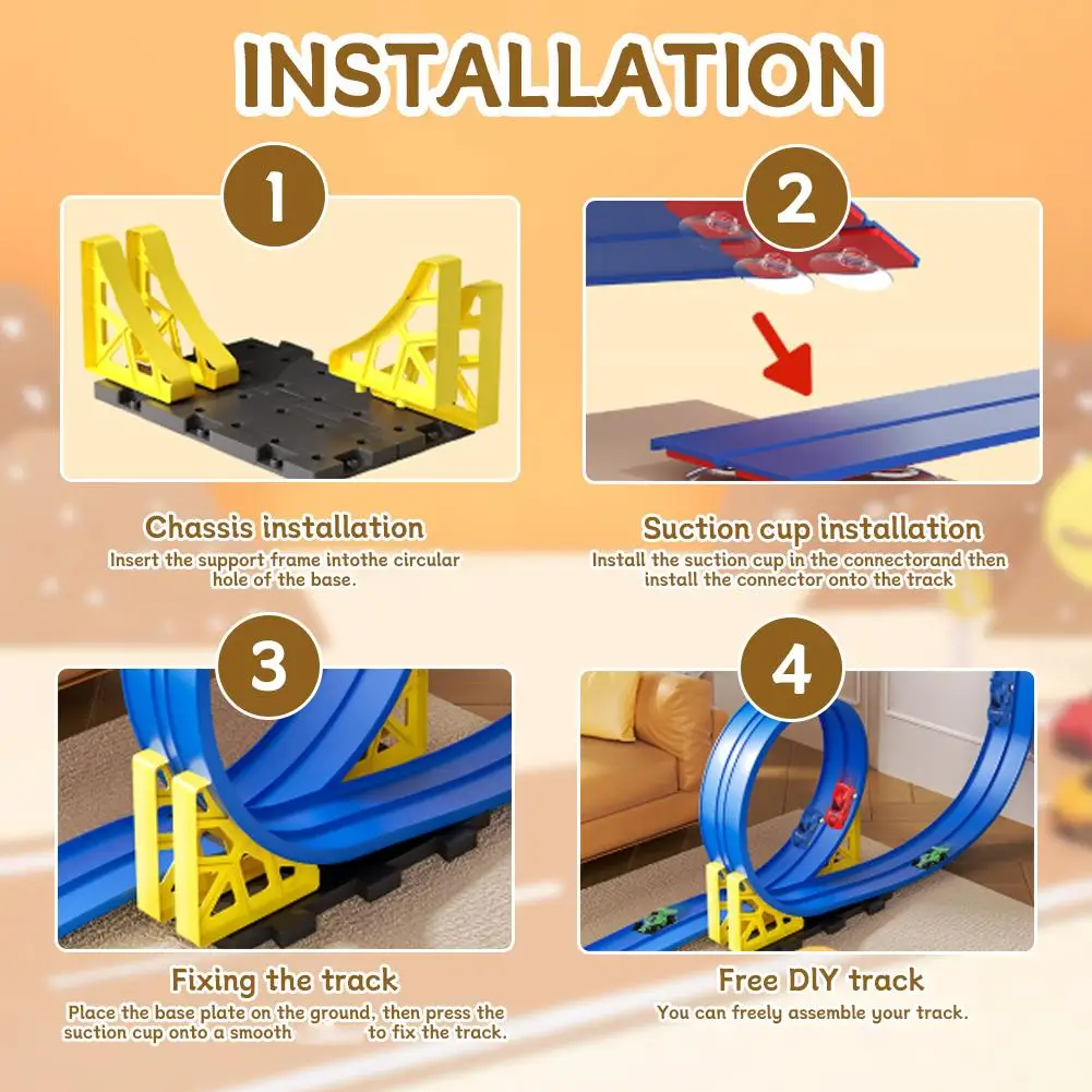 DIY Drei Schienen Auto Soft Runway Track Doppel Farbe kinder Puzzle Schiebe Power Schiene Auto Spielzeug Blau Power Schiene Auto spielzeug Set