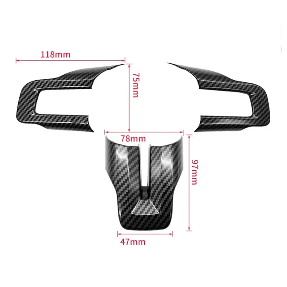 For Ford Mustang 2016 - 2020 2021 2022 ABS 3Pcs/set Steering Wheel Panel Cover Trim Decoration Sticker Auto Interior Accessories