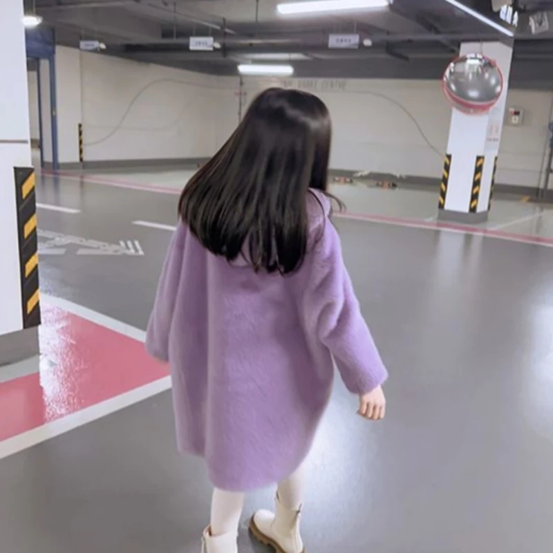 Girls Coat Jacket Winter Cotton Windbreak 2023 Violet Warm Plus Thicken Velvet Furs School Outwear Children\'s Clothing