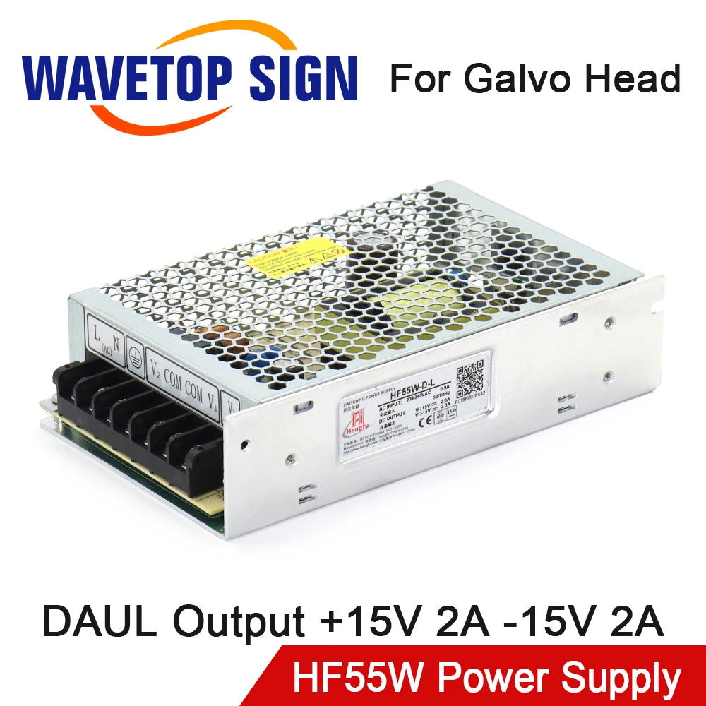 

WaveTopSign HF55W-D-L Switch Power Supply ±15V 2A DAUL Output for Laser Galvo Head Set Laser Marking Machine