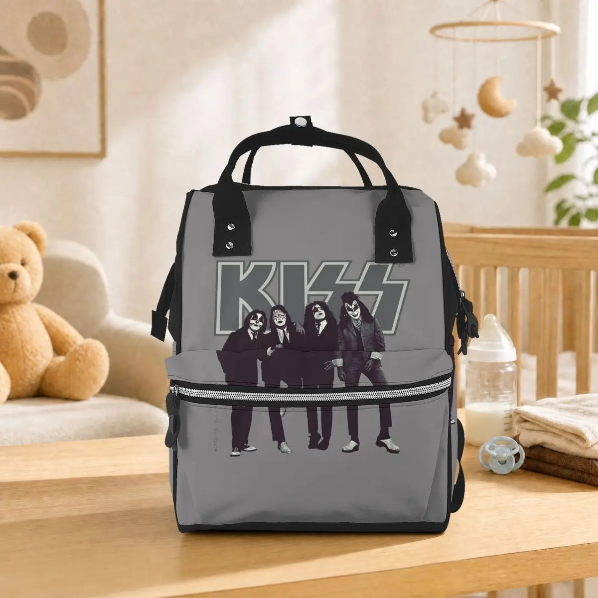 Kiss Rock Band Retor Student Backpack School Bag Hiking Travel Daypack for Men Women Bookbag Shoulder Bags