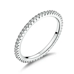Fashion 925 Sterling Silver Crystal Finger Rings For Women Girls Wedding Engagement Rhinestone Trendy Jewelry Wholesale