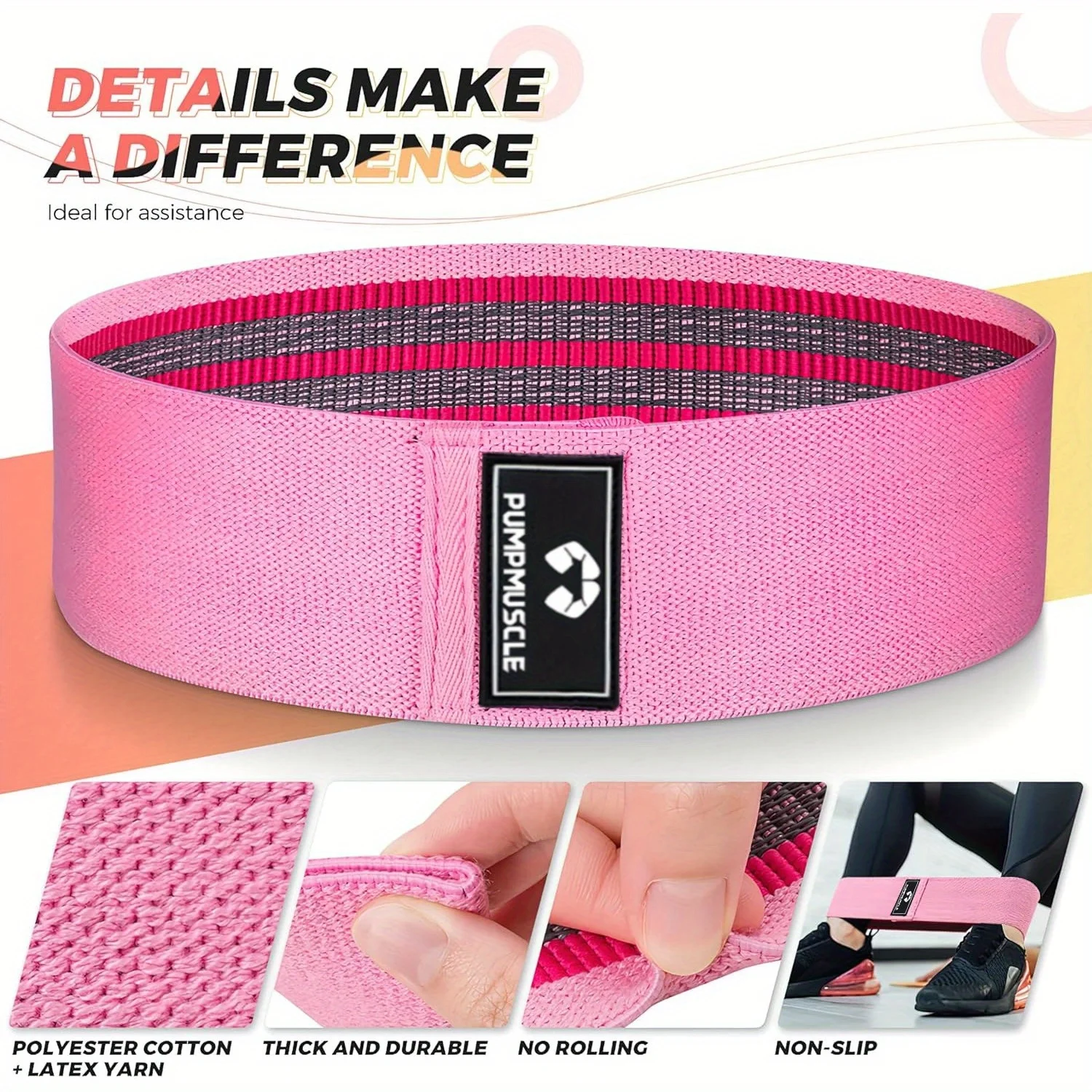 Fabric Resistance Bands for Working Out, 3 Set of Stretch Bands for Booty Legs for Yoga Starter, Pilates Flexbands