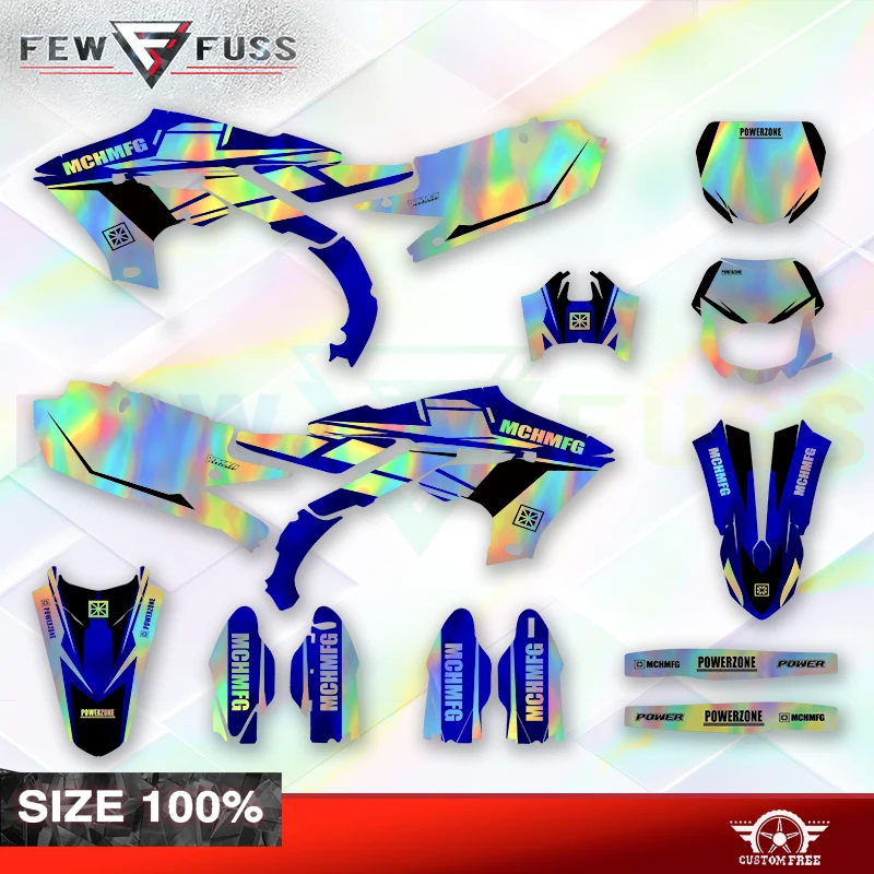Fewfuss Holographic Chrome Racing Graphics Decal Kit for Yamaha YZF250 19-23,YZF450 18-22,WRF450 19-22,WRF250 20-23 Dirt Bike 02