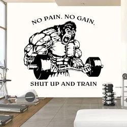 No Pain No Gain Shut Up and Train Gym Wall Decal Poster Motivational Quote Vinyl Sticker Bodybuilding Fitness Decor Workout Z548
