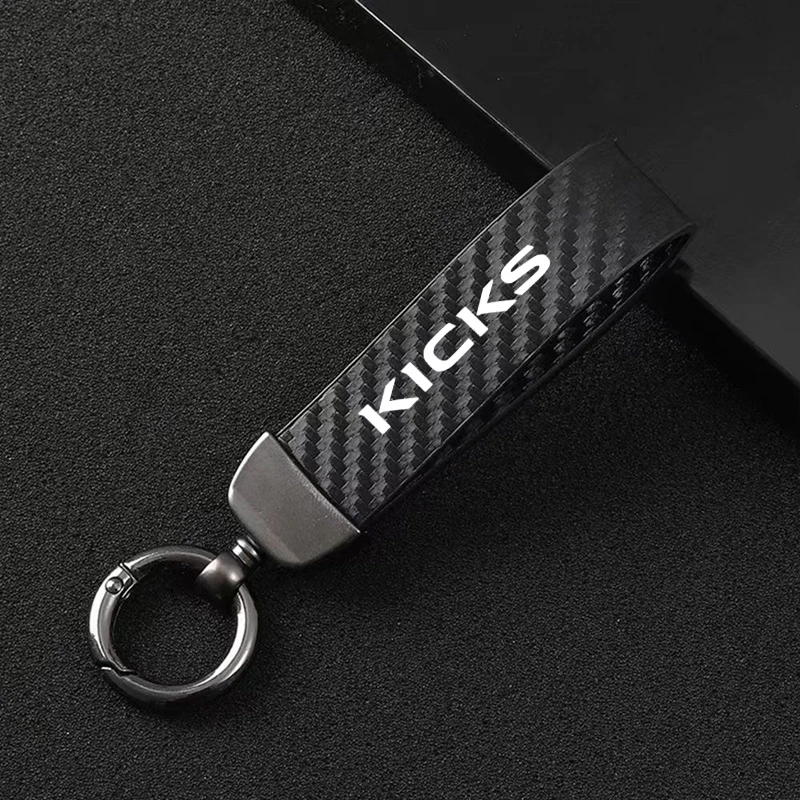 Carbon fiber Leather Car Keyring Exquisite Anti-lost Car Keychain For Nissan Kicks 2016 2017 2018 2019 2020 2021 2022 2023