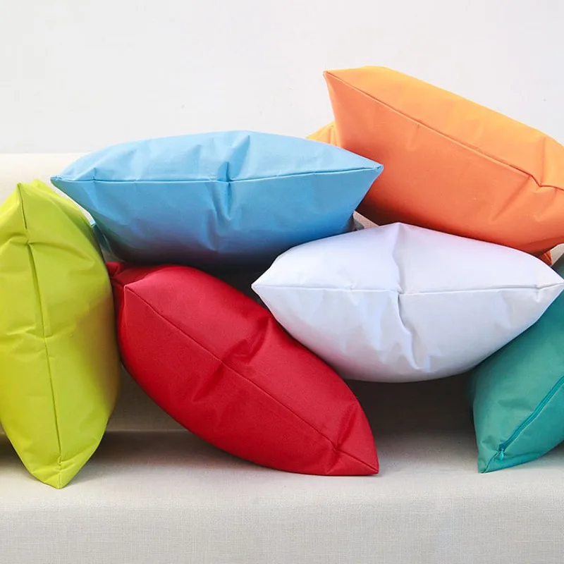 

2-Piece Solid Color PVC Waterproof Cushion Cover Summer Garden Outdoor Anti Fouling Pillowcase Home Decor Pillow Cover for Sofa