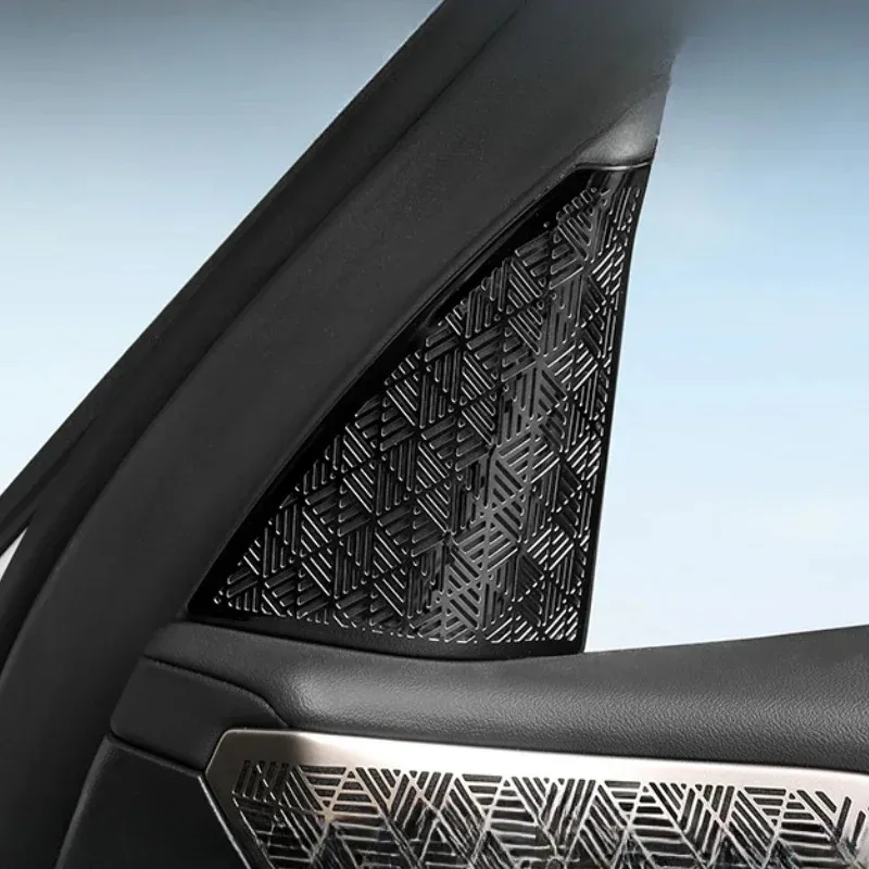 For BMW 5 Series G60 2024-2026 Stainless Steel Black Car A-pillar Tweeter Grille Cover Trim Interior Car Accessories
