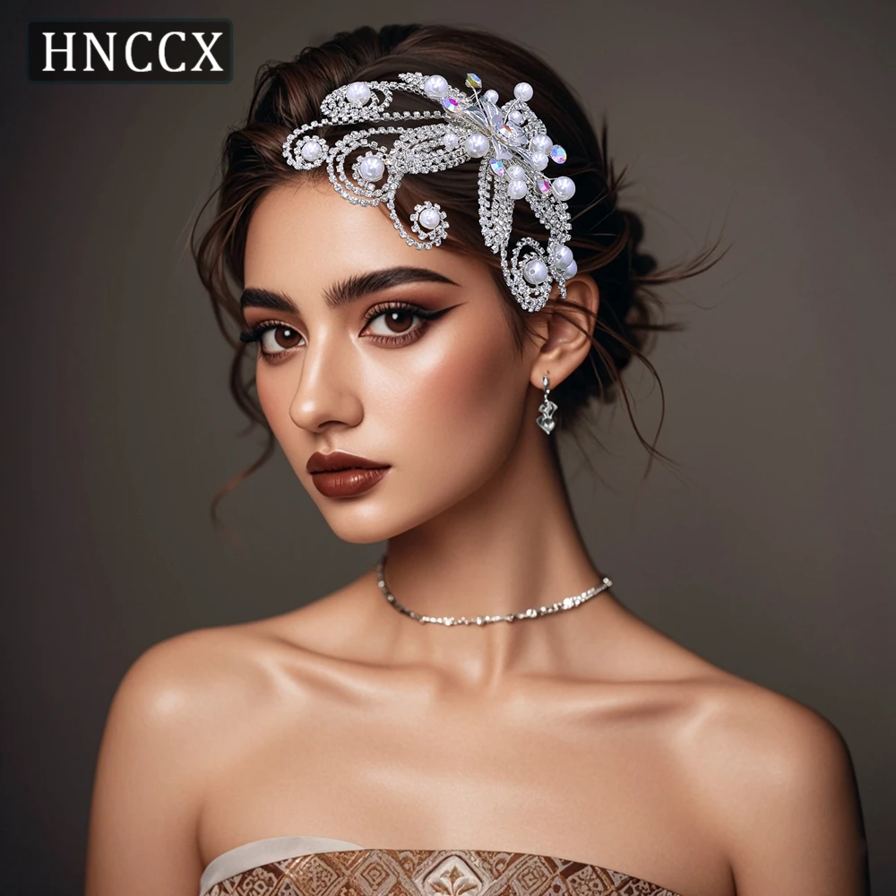 

HNCCX Wedding Hair Accessories Leaf Hair Comb HeadbandsColorful Rhinestones Headdress Women Headpieces For Party Headwear CP732