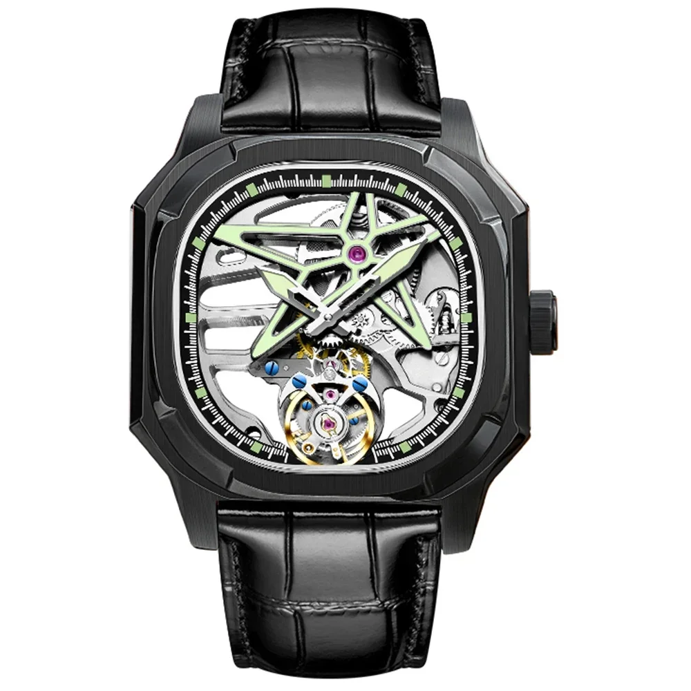 2025 neue Diamant Herren Tourbillon mechanische Sport wasserdichte Armbanduhren Skelett Designer Uhr für Männer Marke Luxus