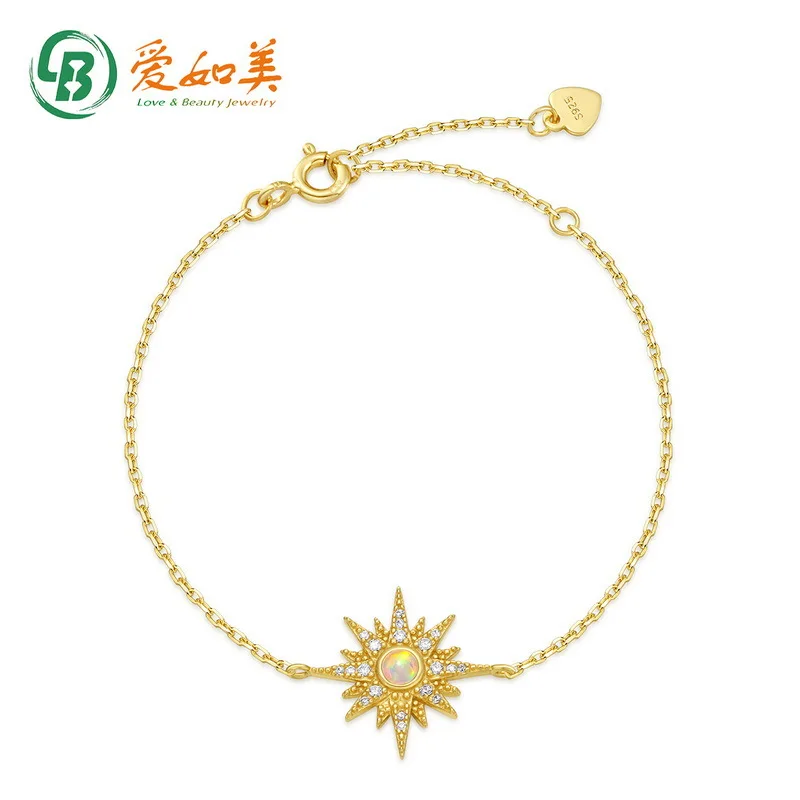 

Light Luxury Style Bracelet 18K Gold PT950 Platinum Silver Plated 7-Layer Golden Star Charm Dreamy Inlaid Opal