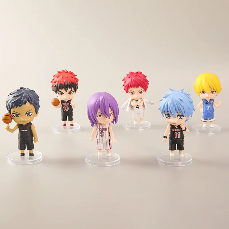 6pcs/set Kuroko's Basketball q-version kawaii Standing posture Action Figure PVC Mode statue Toy Doll Desk Decor Collection Gift