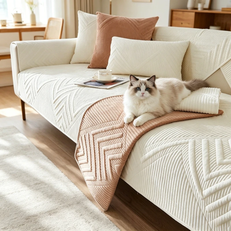 New Soft Nordic Solid Color Sofa Mat Cover Anti-slip Washable Couch Towel L Shape Universal Sofa Slipcover for Living Room Home