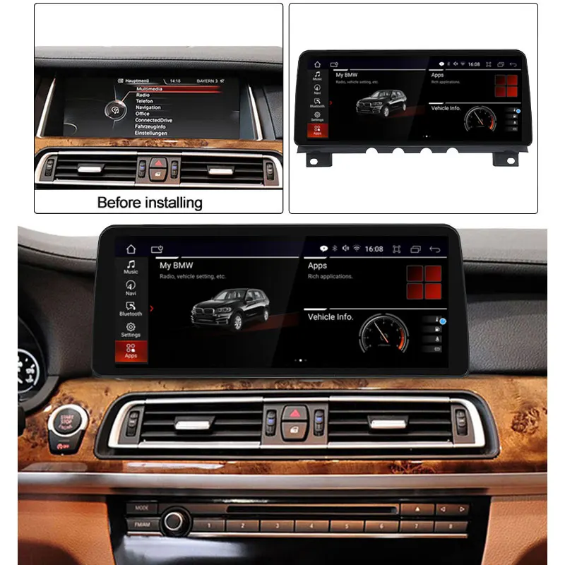 Autoradio Android 13, Navigation GPS, BT, Audio Stéréo, Carplay, Système NBT, Écran 12.3 Pouces, Limitation de la Voiture, BMW X5, F15, X6, F16, 2014 - 2017