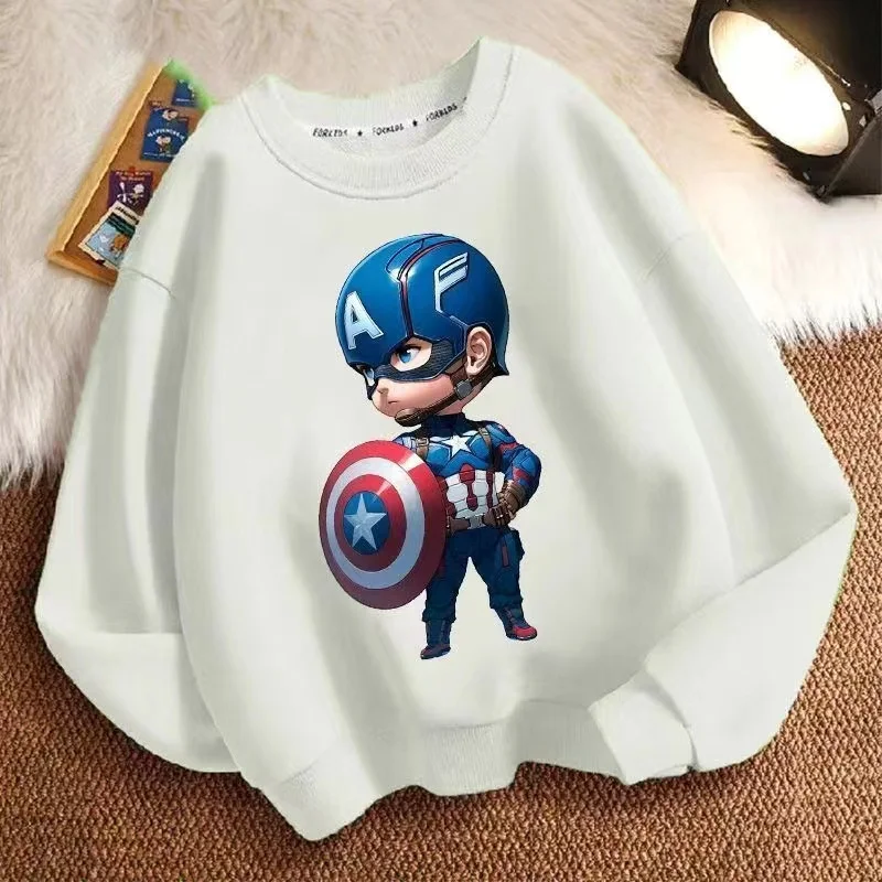 Autumn Baby Boy Sweatshirt Cartoon Captain America Print Kid Girl Casual Long Sleeve T Shirt Children Clothes Pajama Top Coat