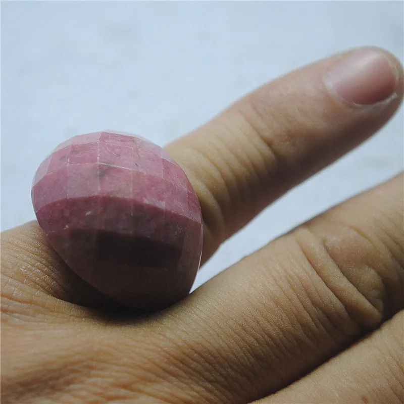 1PC Mens Finger Rings Natural Rhodonite Faceted Surface Hole Diameter 18MM VERY POPULAR FOR PARTY WEARING GOOD FOR YOUR