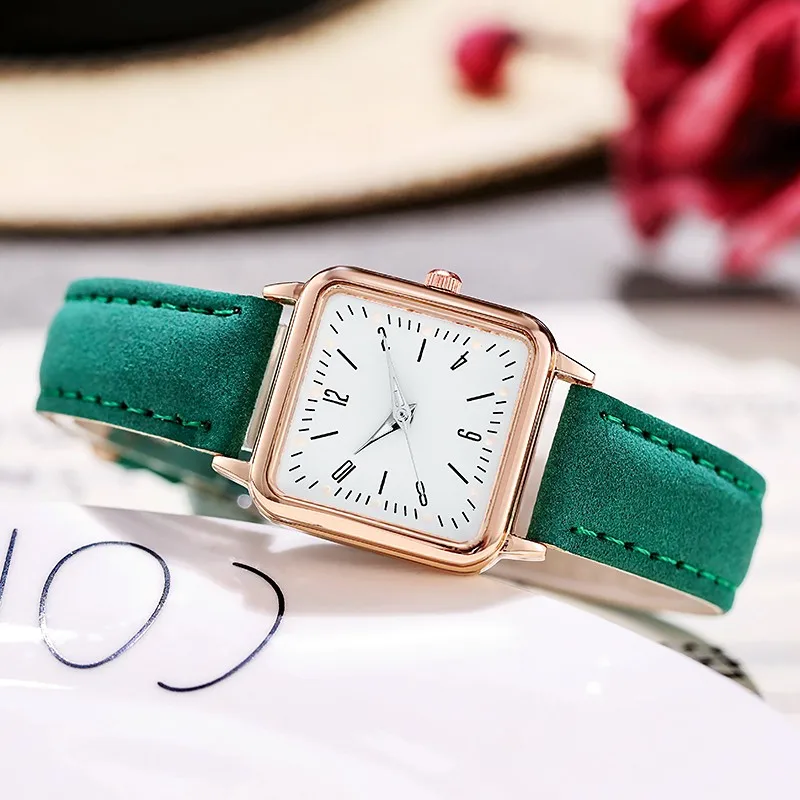 Relojes cuadrados de cuarzo para Mujer, Relojes de Cuero Retro con esfera de números romanos, a la moda