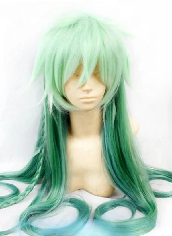 Longa reta e trançada Cosplay Costume Wig, New Mix Verde, 100 centímetros, 40"