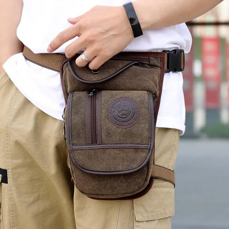 Canvas / Nylon Men's Drop Leg Bag for Men Waist Fanny Pack Belt Thigh Hip Bum Military Travel Motorcycle Messenger Shoulder Bag