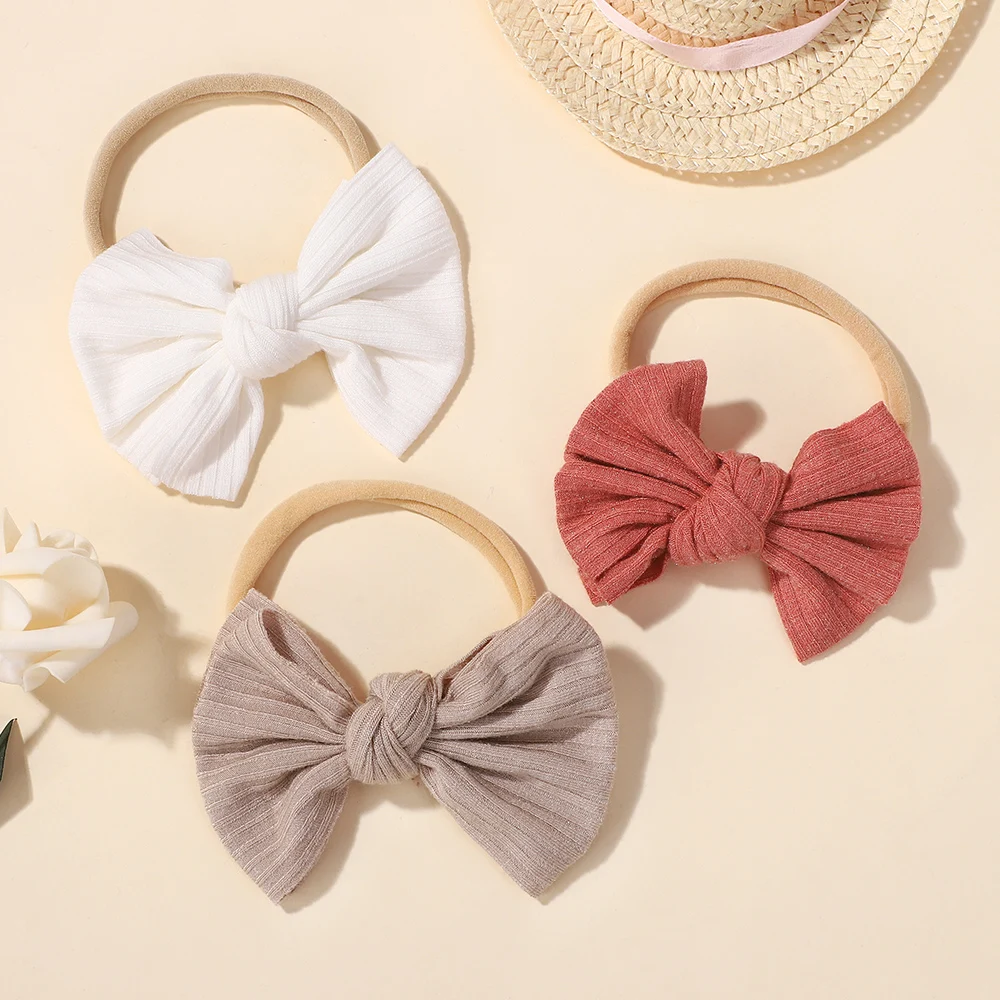 10pcs Random Color Cute Baby Headband with Butterfly Knot Embroidered Nylon Pink Color Children Hair Accessories Thin Headbands