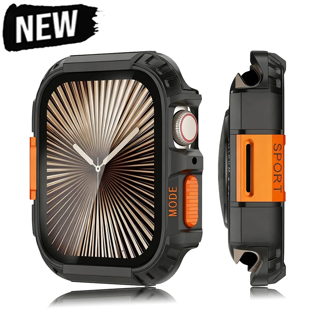 

PC + Alloy Case for Apple Watch Ultra 3 49mm Glass Screen Protector Cover for Iwatch Series 11 10 9 8 7 6 5 4 SE 46mm 45mm 44mm