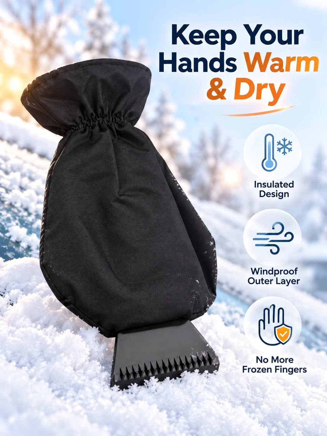 Car Ice Scraper Winter Snow Removal Tool Non‑Scratch Ice Remover with Windshield Squeegee Snow Shovel Auto Winter Accessories