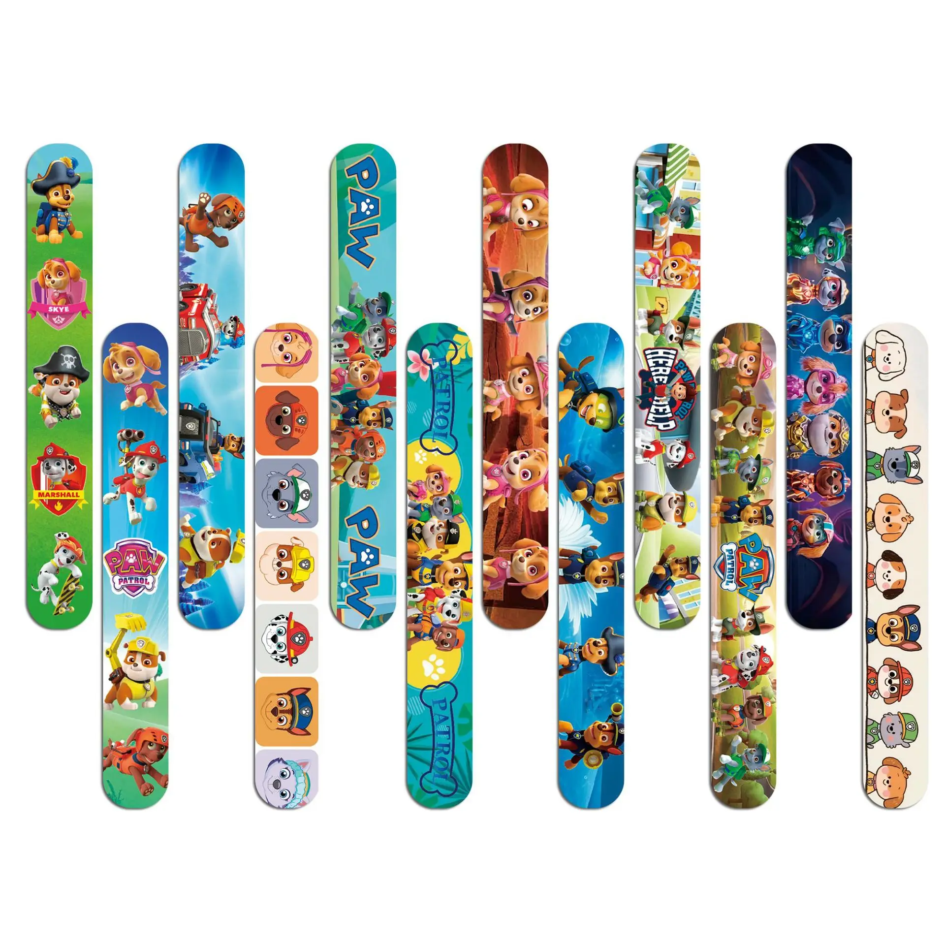 12Pcs/Set Paw Patrol Family Series Bracelet Ryder Marshall Rubble PVC Snap Circle Cartoon Pat Circle Bracelet Children Fun Gifts