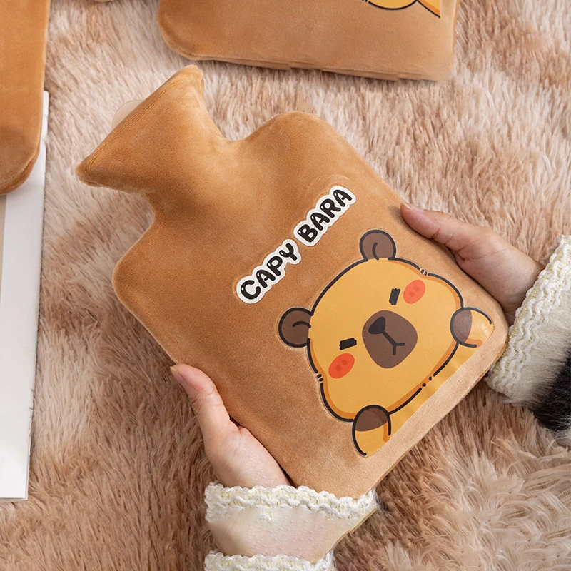 1pc 300ml Hot Water Bottle Cute Cartoon Capybara Plush Cover Washable Multipurpose Hand Warmer Washable Removable Hot Water Bag