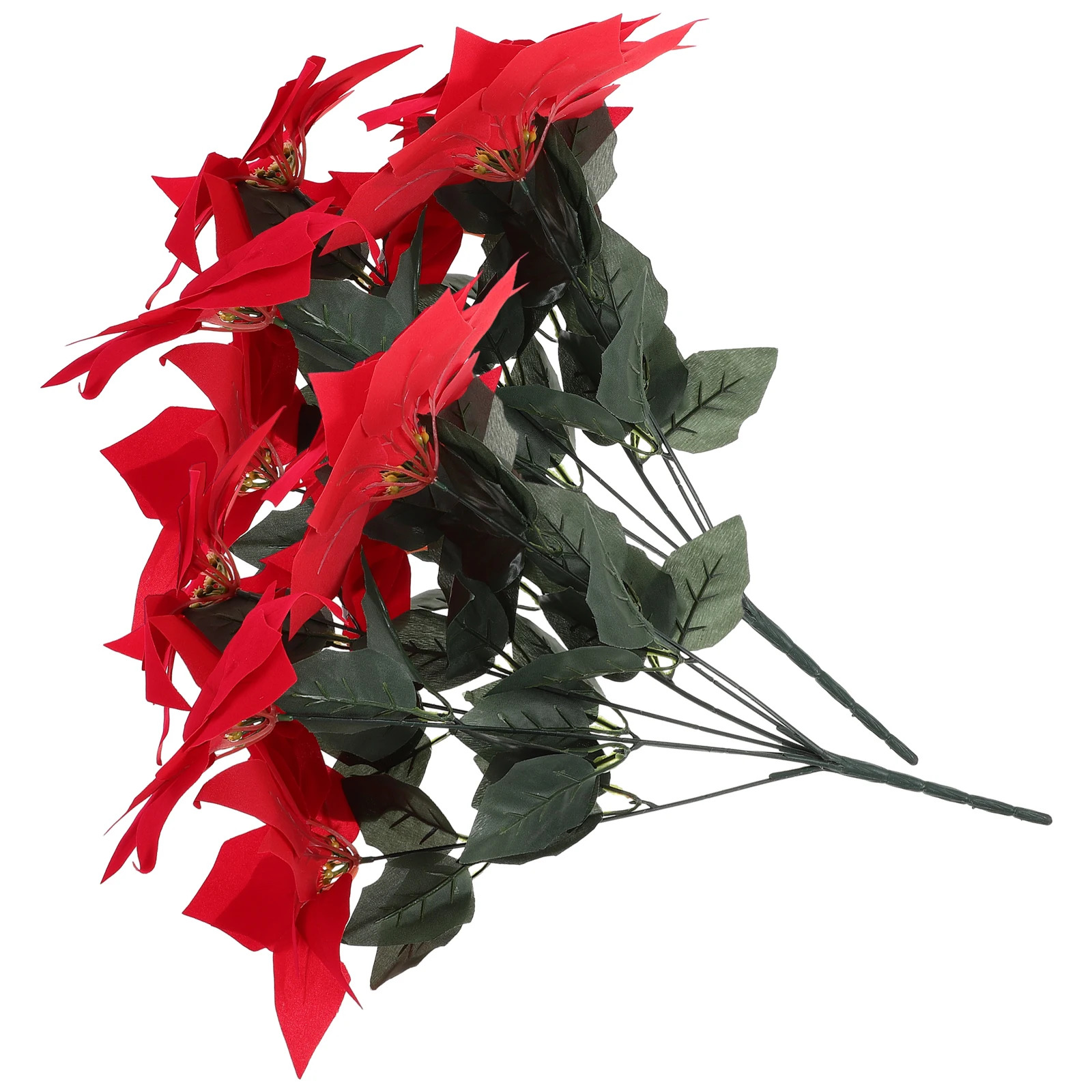

2pcs 7 Heads Simulated Poinsettia Artificial Flower Plants 21 Leaves Decorative Fake Flowers for Home Garden Party Banquet