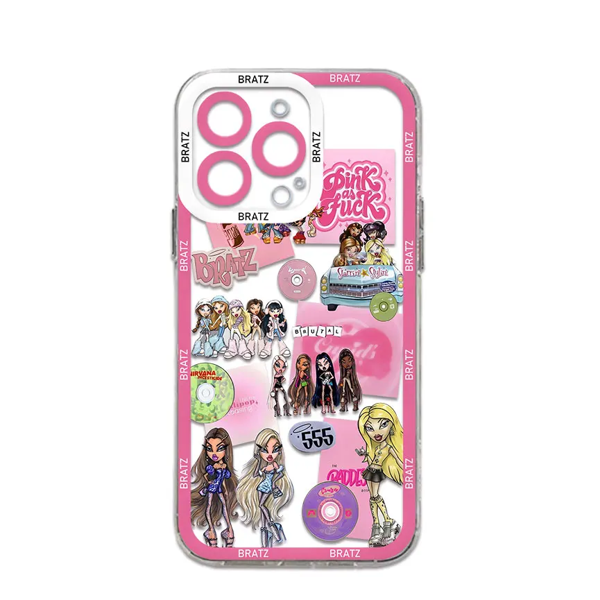 Cute Phone Case For iPhone 15 14 13 12 11 Mini Pro Max X XR XSMax 6S 6 7 8 Plus SE20 Transparent Girl Bratzs Doll Cover