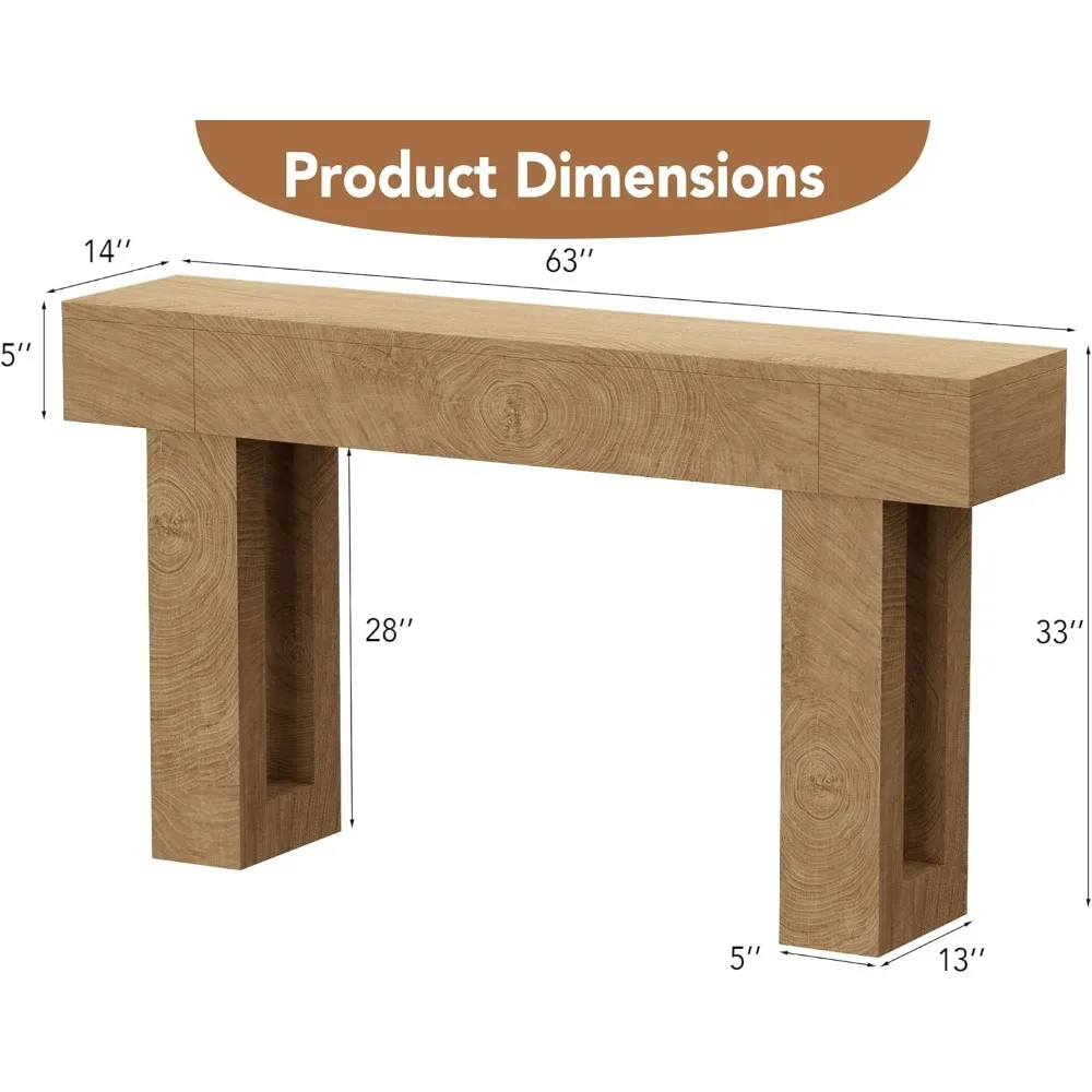 63-Inch Farmhouse Style Console Table for Entryway and Living Room Behind Sofa