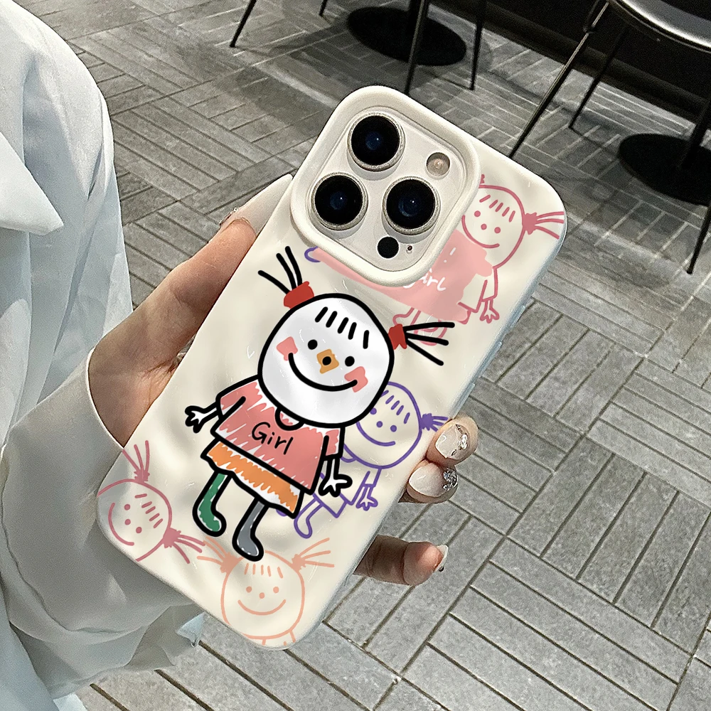 Koreanisches Niedliches Mädchen-Linien-Design Weiche Silikon-Handyhülle für iPhone 17 16 15 14 13 12 11 Pro Max 14 Plus 17Air Falten-Wellen-Design – Detail 4