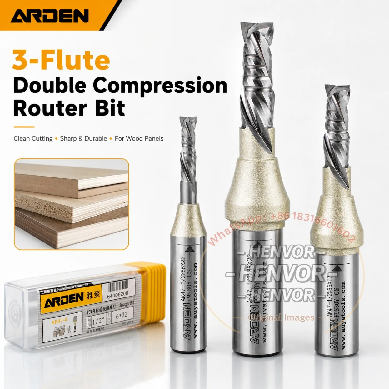 ARDEN AK47-4 Double Compression Router Bit Spiral CNC Cutting Tool for Wood Veneer MDF Plywood Woodworking Machine