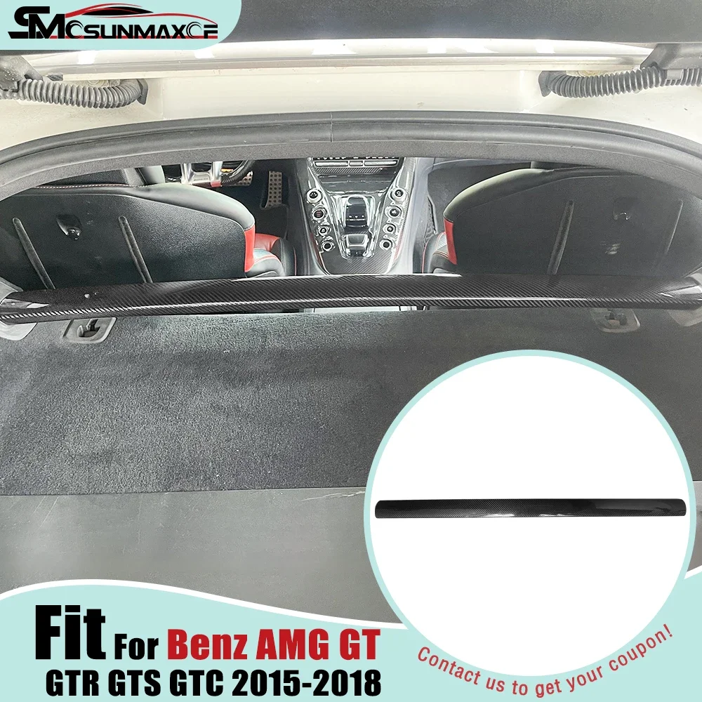 Car Interior Carbon Fiber Rear Cross Strut Bar Cover Trim For Mercedes Benz AMG GT GTR GTS C190 R190 2015-2018