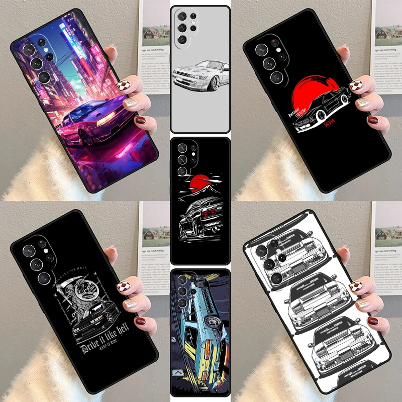 Silvia S13 Phone Case For Samsung Galaxy S23 S21 S20 FE S24 S22 Ultra Note20 S10 S9 S8 Plus Silicone Cover