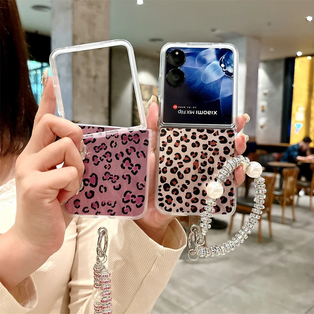 

Fashion Leopard Pattern Phone Case For XiaoMi Mix Flip Bracelet PC Hard Shell Protective Back Cover