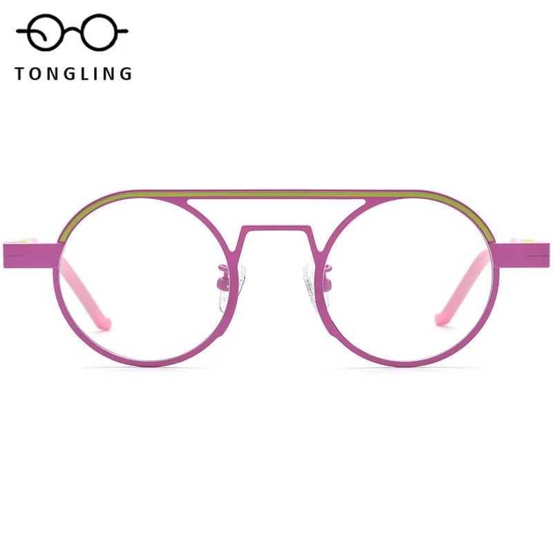 Fashionable Women Handcrafted Colorful Ultralight Pure Titanium Round Men Lightweight Artistic Casual Personalized Eyewear Frame