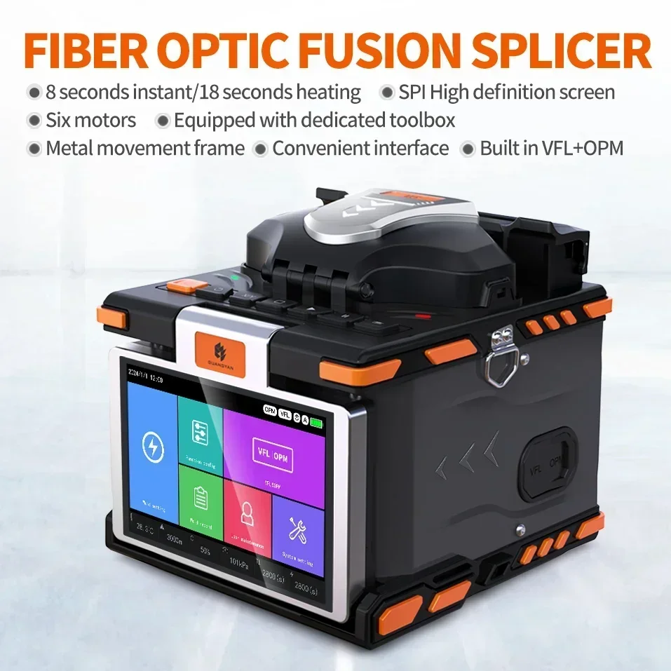 M5 Optical Fiber Fusion Splicer เครื่องต่อเชือกไฟเบอร์ออปติก FTTH รองรับหลายภาษา