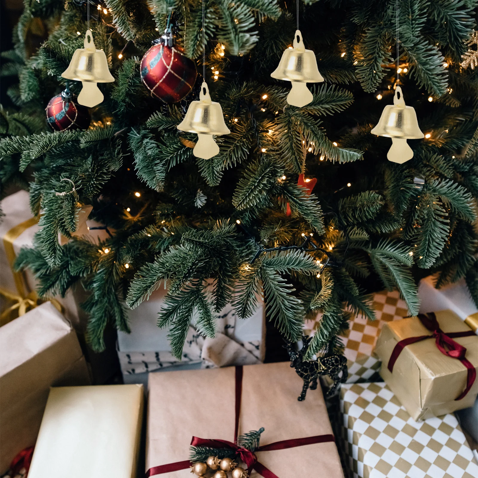 

100Pcs Mini Decorative Christmas Bells Hanging Ornaments 14Mm DIY Craft Supplies for Party Home Decor Mini Bell Pendant