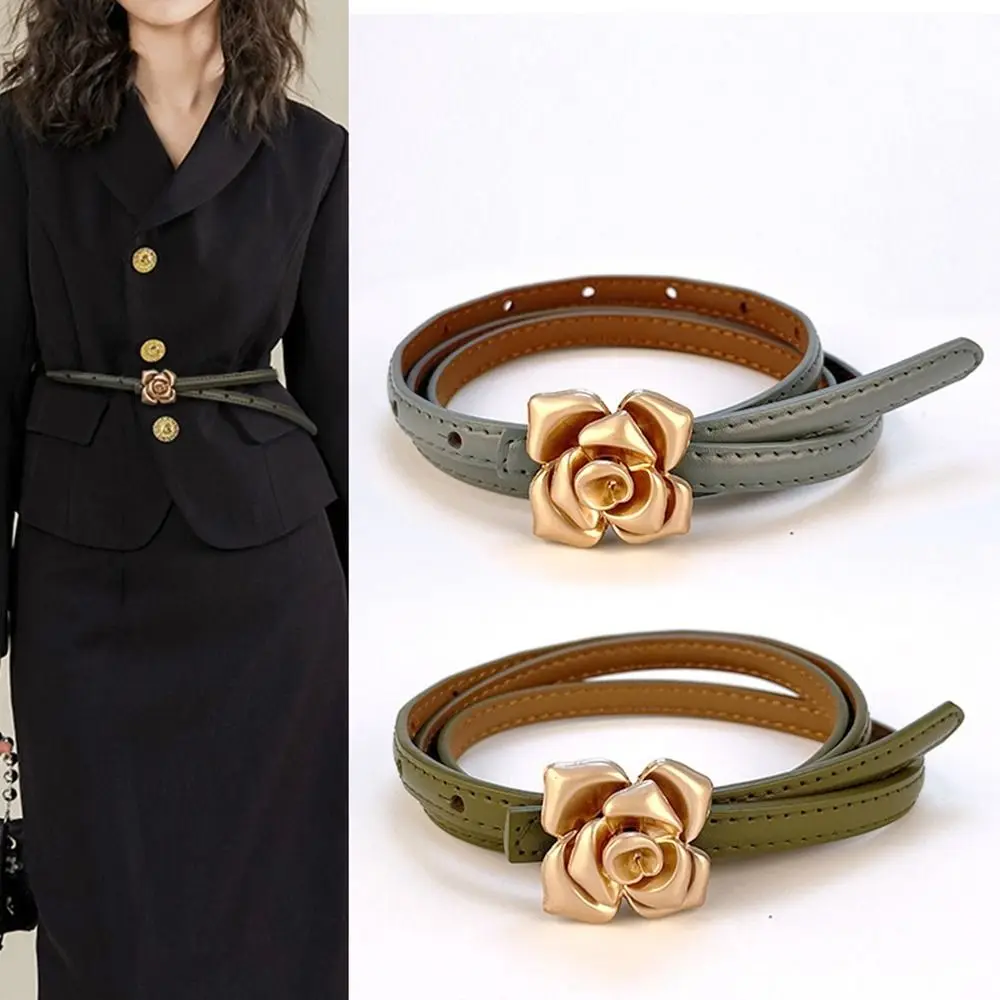 

Trendy Flower Rose Belt Jeans Decor Waist Belt Thin Belt Dress Decoration Waistbands Female/Girls