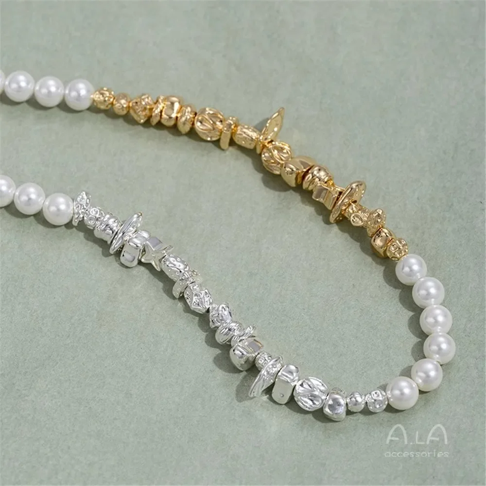 Z419 Copper Silver Irregular-shaped Stone-shaped Spacers, Irregular Spacers, Four-leaf Clover Wool Balls, Beaded Accessories