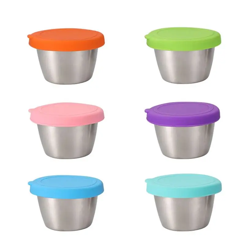 A20F-6 Pieces Stainless Steel Mixing Bowls Better Breader Shaker Bowl With Colorful Airtight Lids Non-Slip Bottoms