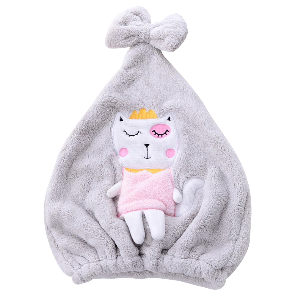 

1Pcs Hair Drying Hat Lovely Soft Thick Coral Fleece Bath Headcloth Fast Drying Shower Hair Towel Bathroom Supplies